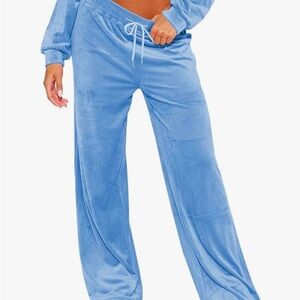 Blue Velour Lounge Bottoms -bottoms only